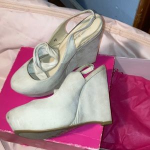 Tan wedge heels